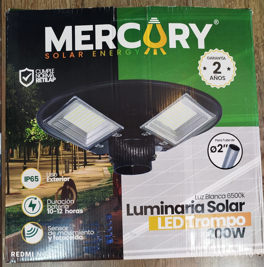 LUMINARIA SOLAR LED VIAL 200W HIGH LUMEN MERCURY
